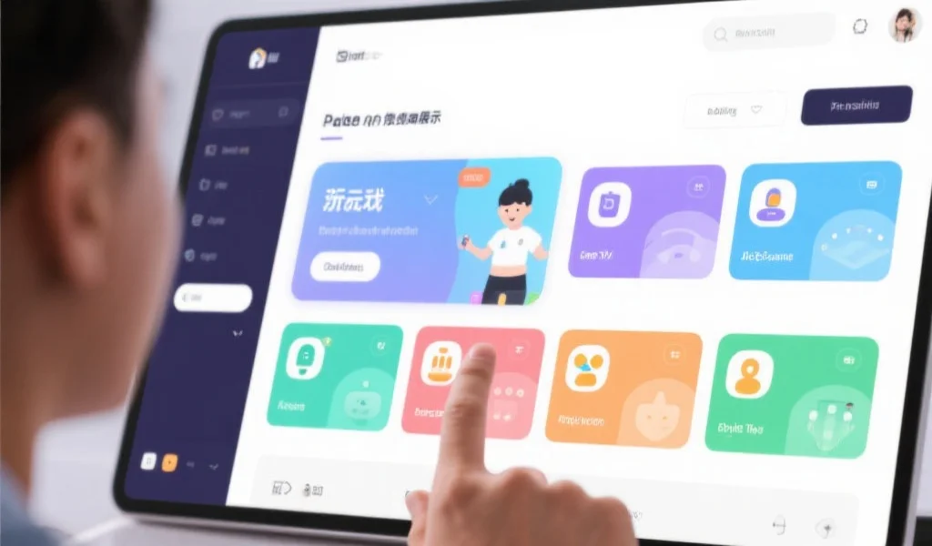 现代风格的数字娱乐平台界面展示,用户正在查看不同的玩法选项,界面简洁明亮